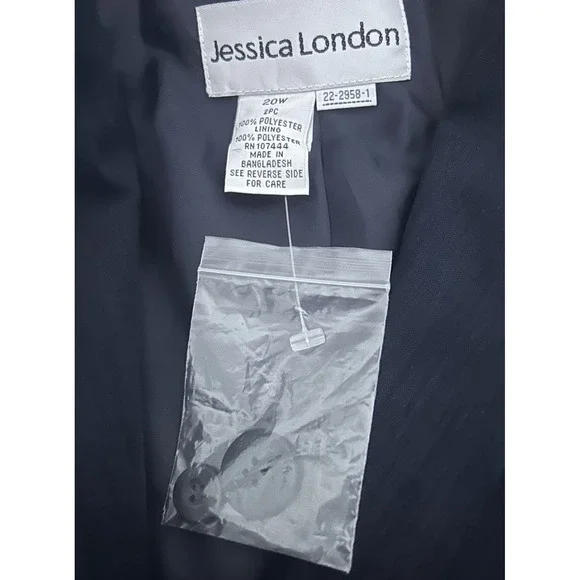 Jessica London Women's NEW 20 W Black Double-Breasted Career Blazer-019 - Picture 12 of 14